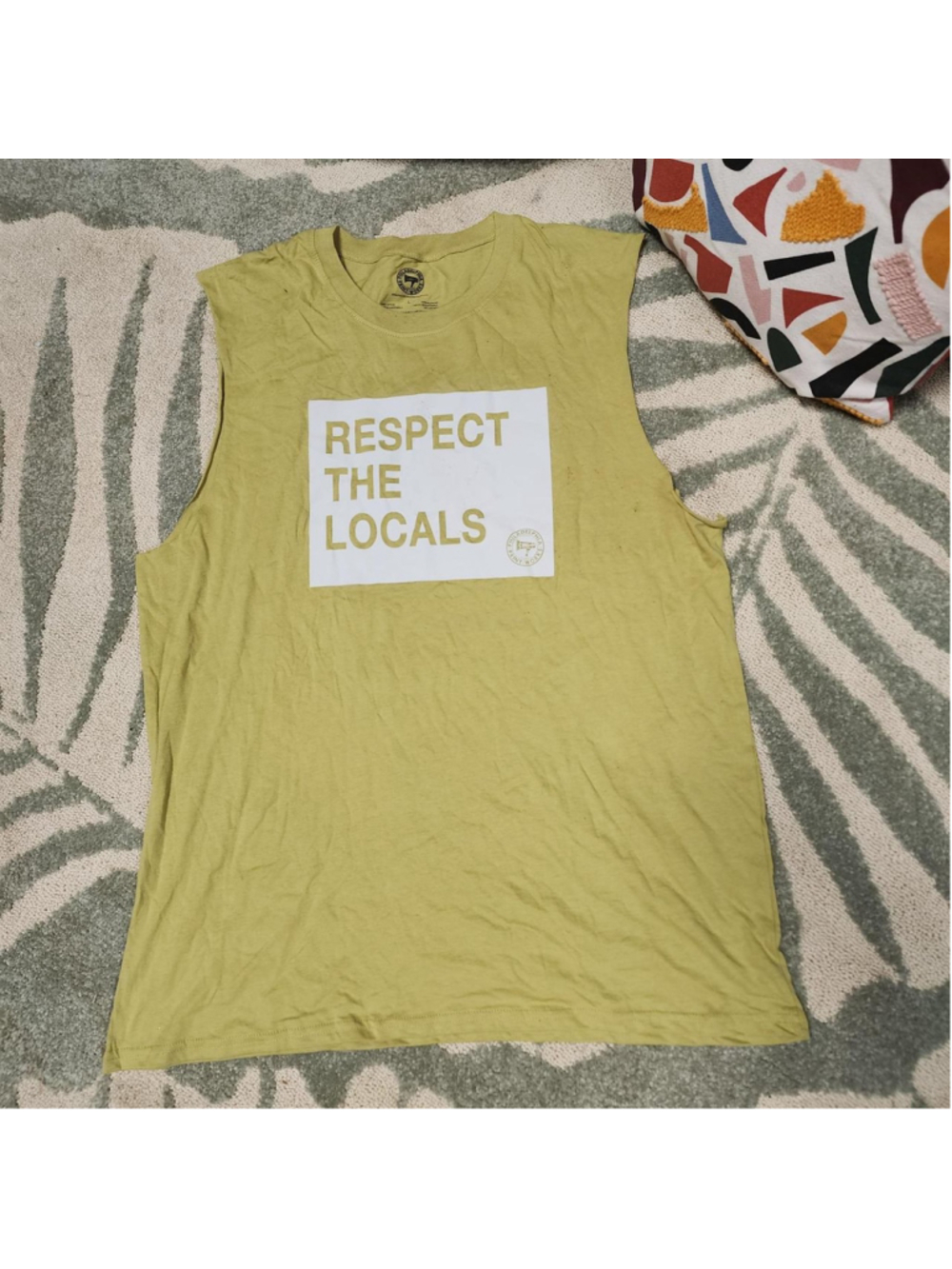 Green & yellow Respect the Locals tank top #surf #beachwear